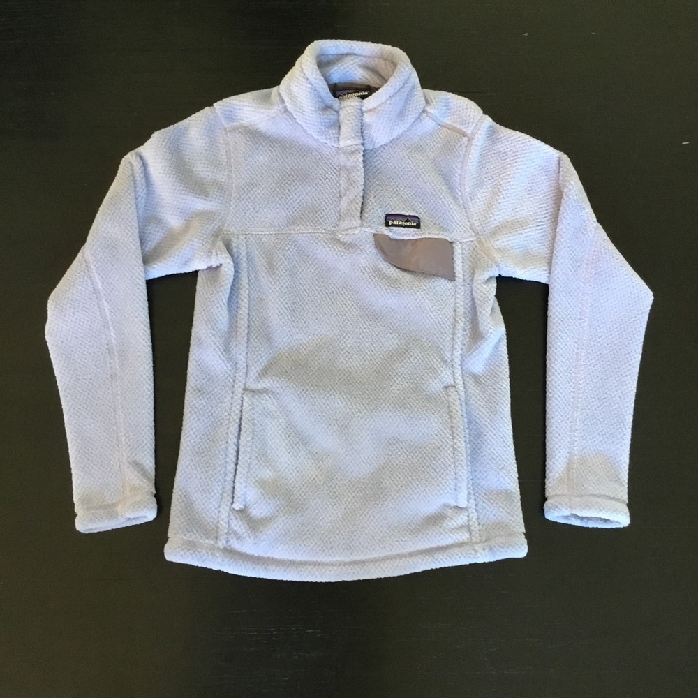 Womens Patagonia Snap-T Light Blue Pullover Polartec Fleece Sweater Size Small.